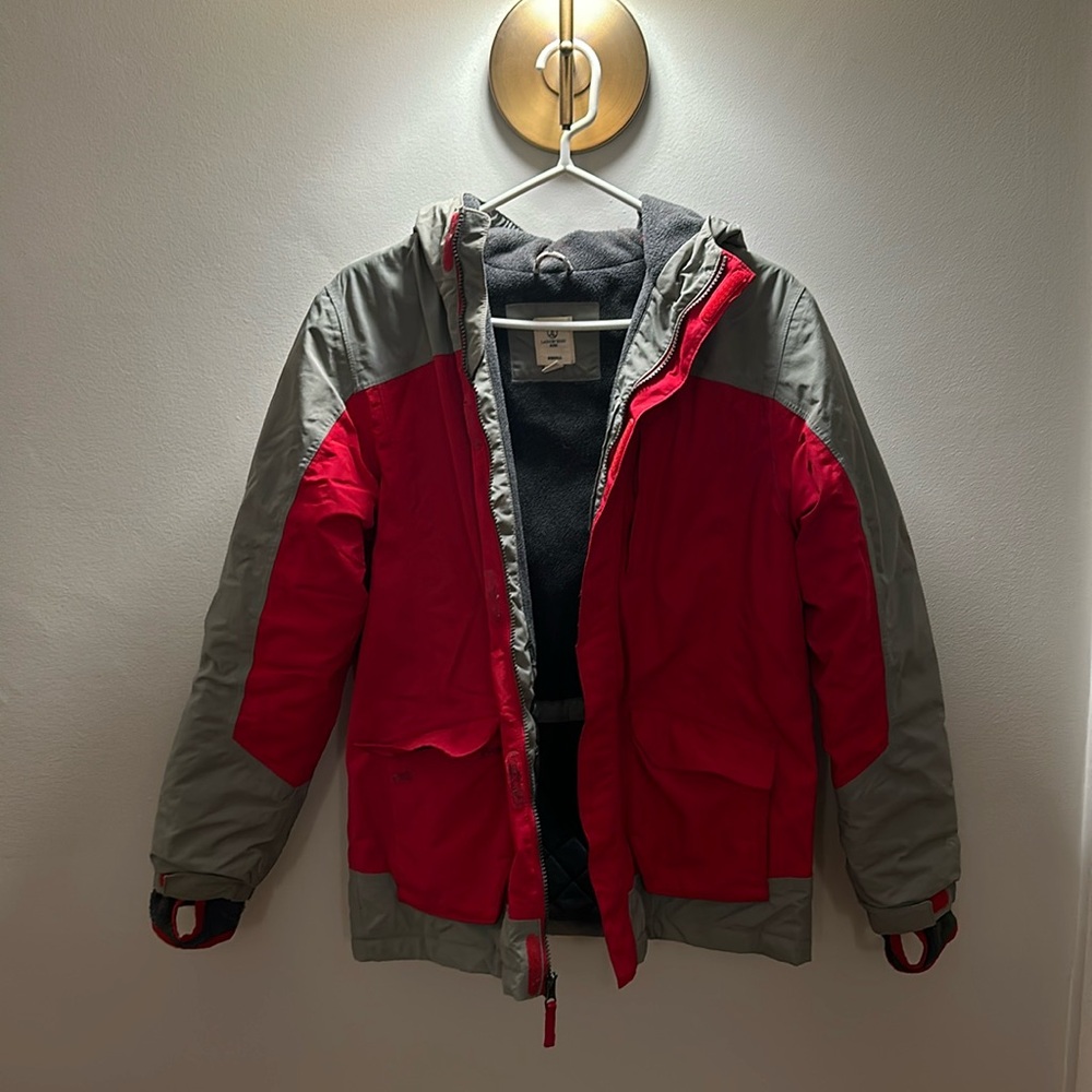 Big Kids Winter Jacket Size 14-16 - Land’s End Squall - Red/Grey - barely worn